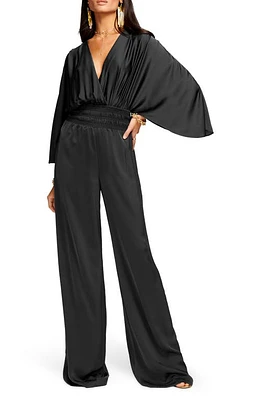 Ramy Brook Cheri Long Sleeve Satin Jumpsuit in Black at Nordstrom, Size Xx-Small