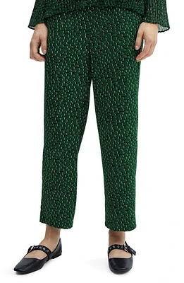 MANGO Abstract Print Flowy Pull-On Crop Pants Green at Nordstrom,