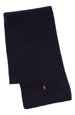 Polo Ralph Lauren Signature Polo Pony Wool Blend Scarf in Classic Navy at Nordstrom