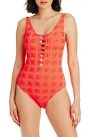 Rod Beattie Eyes Wide Open Broderie Anglaise One-Piece at Nordstrom,