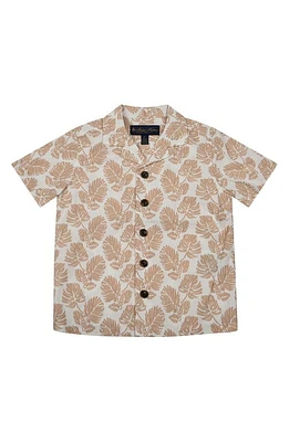 Brooks Brothers Kids' Leaf Print Camp Shirt Sand at Nordstrom,