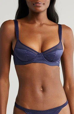 Love Stories Cecilia Quilted Padded Underwire Satin Bra Dark Blue at Nordstrom,