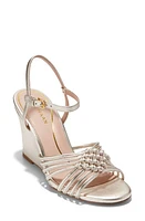 Cole Haan Jitney Knot Ankle Strap Wedge Sandal Soft Gold Ltr at Nordstrom,