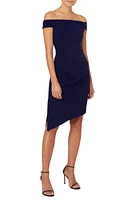 Milly Ally Off the Shoulder Asymmetric Hem Sheath Dress Navy at Nordstrom,