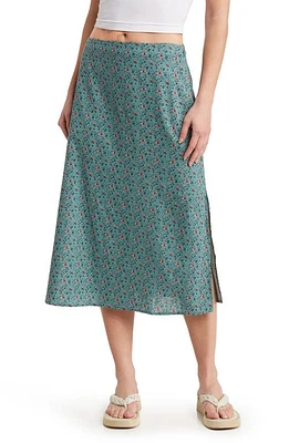 Marine Layer Ryan Floral Midi Slip Skirt Deep Sea at Nordstrom,