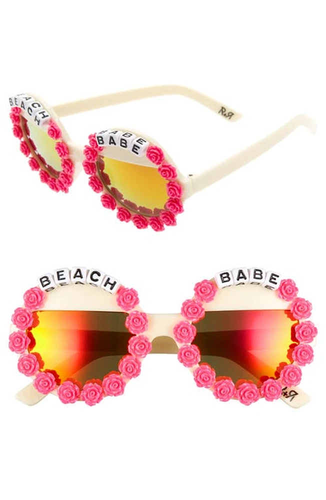 Rad + Refined Beach Babe Round Sunglasses in Cream/Hot Pink at Nordstrom