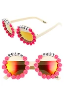 Rad + Refined Beach Babe Round Sunglasses in Cream/Hot Pink at Nordstrom