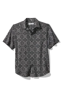 Tommy Bahama Coast Mosaic Geo IslandZone Button-Up Camp Shirt Bala Shark at Nordstrom,