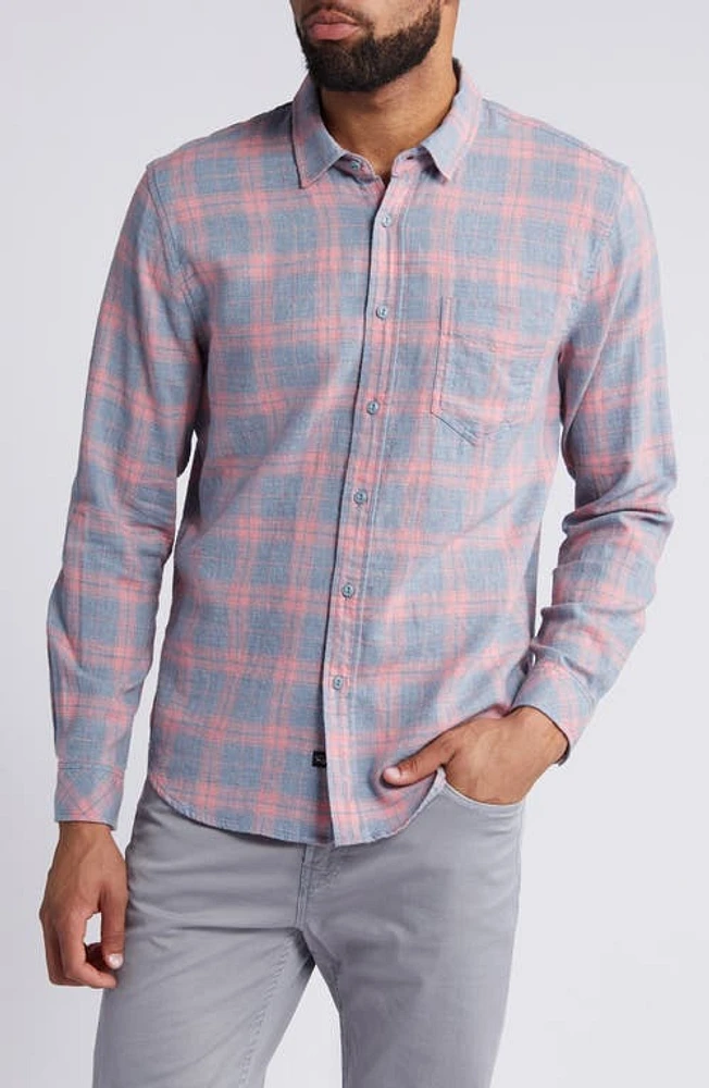 Rails Wyatt Plaid Button-Up Shirt Poppy Denim Melange at Nordstrom,