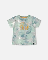 Deux Par Deux Baby Boy's Organic Cotton Printed T-Shirt Green Jungle Leaves Print at Nordstrom