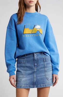 FRAME Los Angeles Cotton Blend Sweatshirt Washed Bright Blue at Nordstrom,