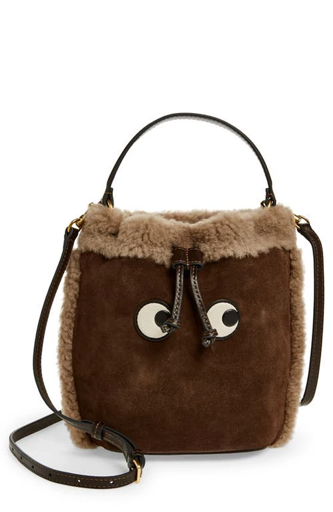 Anya Hindmarch Eyes Suede & Shearling Bucket Bag in Coffee at Nordstrom