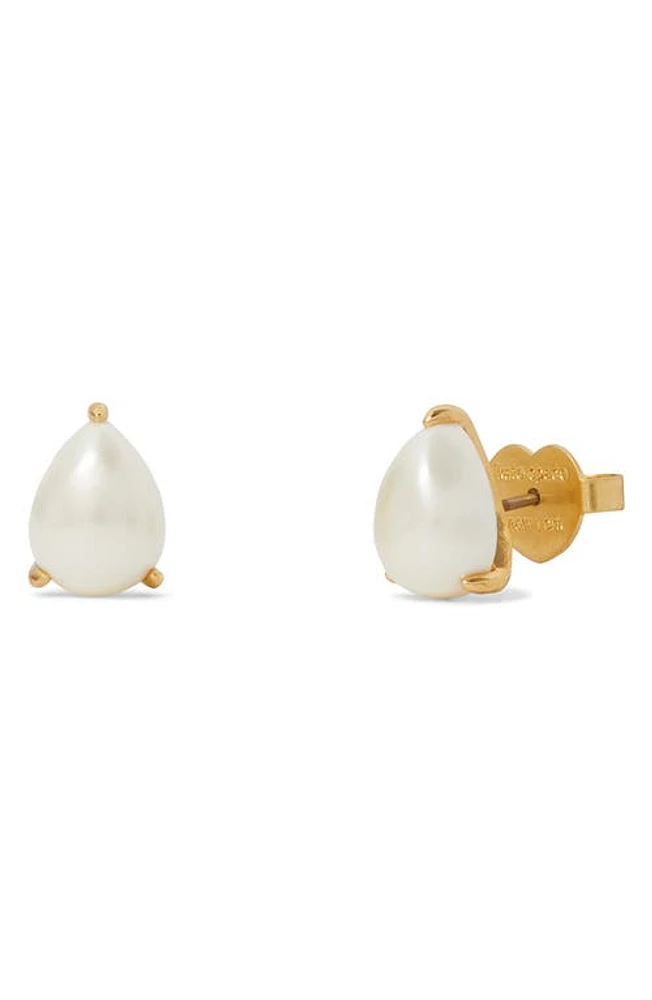 Kate Spade New York imitation pearl stud earrings in Cream/Gold at Nordstrom