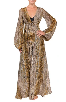 Everyday Ritual Bubble Sleeve Long Robe Singita Anmimal Print at Nordstrom,