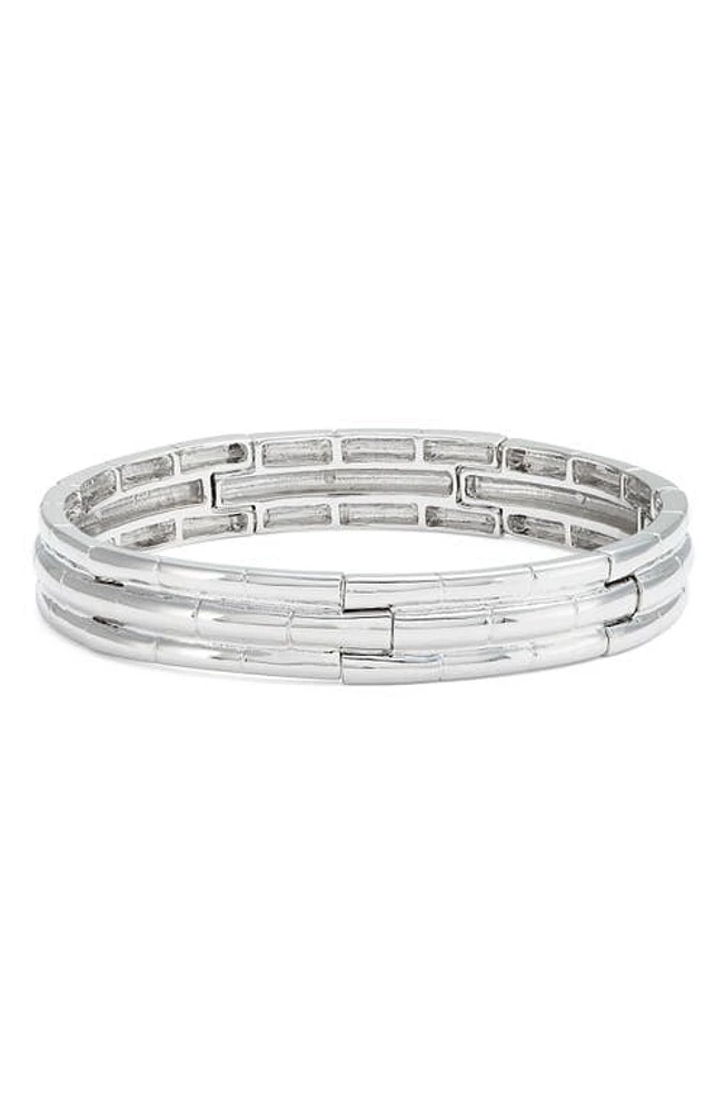 Nordstrom Bamboo Link Stretch Bracelet in Rhodium at Nordstrom