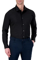 Report Collection 4X Stretch Slim Fit Solid Black Dress Shirt 09 at Nordstrom,