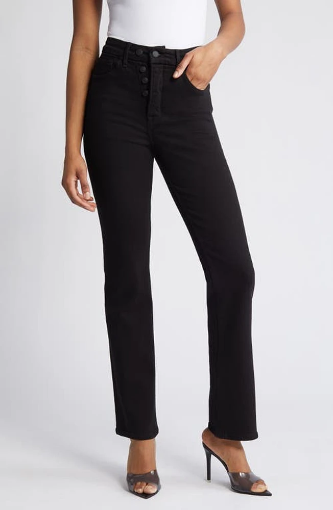 Good American Icon Super Compression Straight Leg Jeans Black001 at