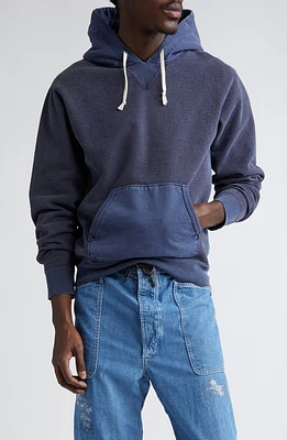 Double RL Colorblock Fleece Hoodie Indigo at Nordstrom,