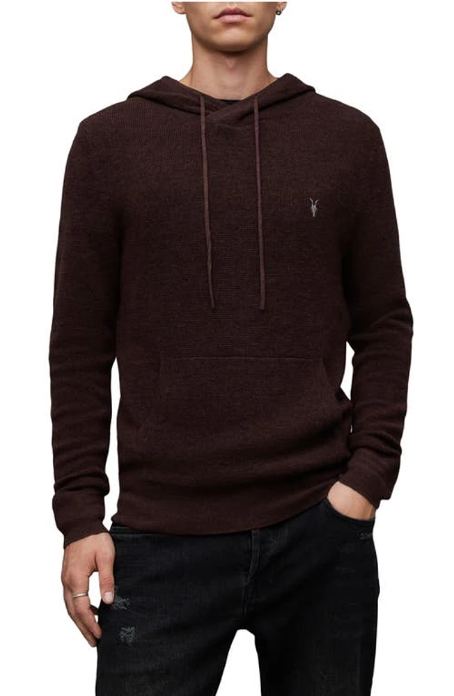 AllSaints Ivar Slim Fit Merino Wool Hoodie in Mars Red Marl at Nordstrom, Size X-Small