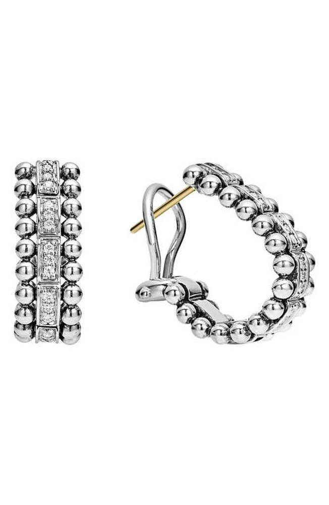 LAGOS Caviar Spark Diamond Oval Hoop Earrings in Silver/Diamond at Nordstrom