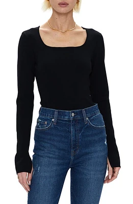 Pistola Jenny Square Neck Long Sleeve Bodysuit Noir at Nordstrom,