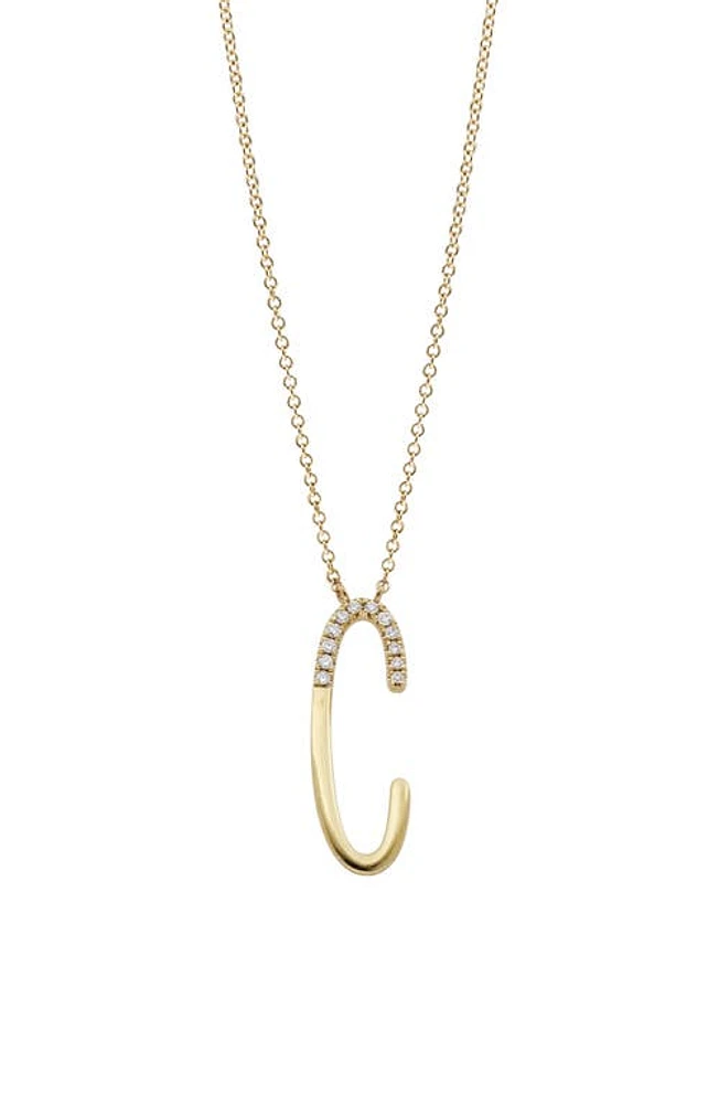 Bony Levy Diamond Initial Pendant Necklace in Yellow Gold-C at Nordstrom, Size 18