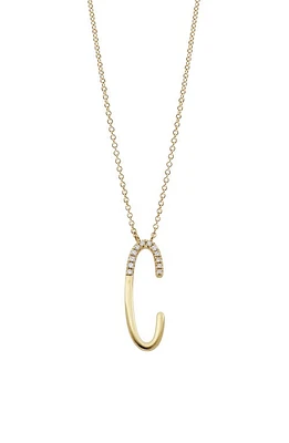 Bony Levy Diamond Initial Pendant Necklace in Yellow Gold-C at Nordstrom, Size 18