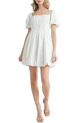 All Favor Cotton Blend Poplin Bubble Hem Minidress Off White at Nordstrom,