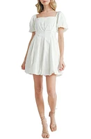 All Favor Cotton Blend Poplin Bubble Hem Minidress Off White at Nordstrom,