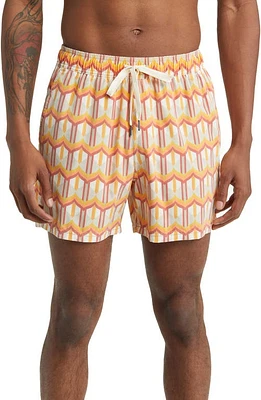 Fair Harbor The Bungalow Swim Trunks in Orange Birds Of Paradise at Nordstrom, Size Xx-Large