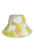 Zimmermann Floral Print Long Brim Cotton Bucket Hat in Green Multi Floral at Nordstrom