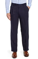 Berle Classic Fit Pleated Microfiber Performance Trousers Navy at Nordstrom,