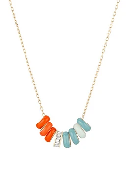 Adina Reyter Baguette Diamond Necklace in Gold/Orange/Blue Multi at Nordstrom, Size 16