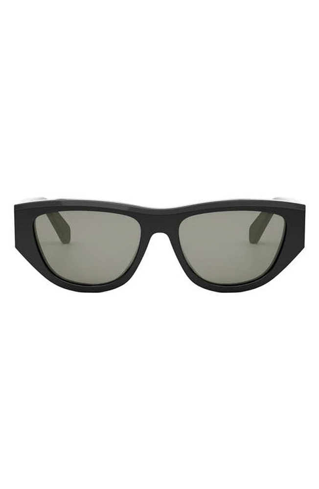 CELINE Monochroms 55mm Cat Eye Sunglasses in Shiny /Smoke at Nordstrom