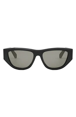 CELINE Monochroms 55mm Cat Eye Sunglasses in Shiny /Smoke at Nordstrom