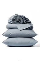 Coyuchi Crinkled Organic Cotton Percale Sheet Set in Steel Blue at Nordstrom