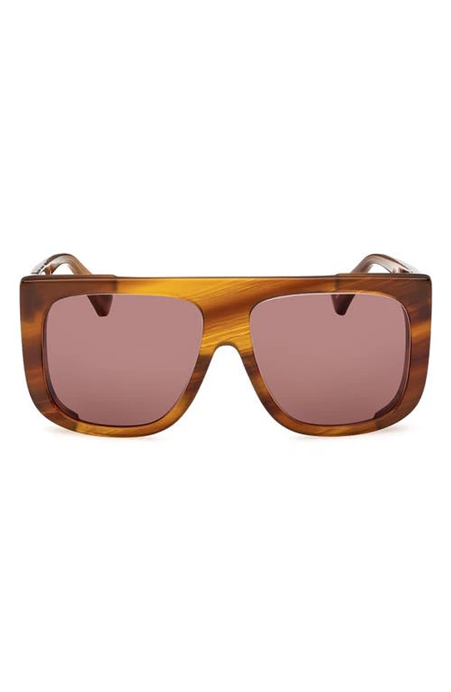 Max Mara 60mm Shield Sunglasses in Dark Brown/Other /Brown at Nordstrom