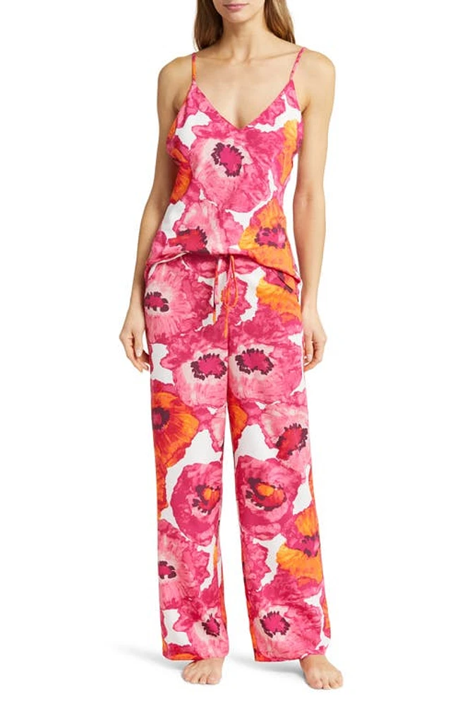 Natori Poppy Crêpe de Chine Pajamas Pink Combo at Nordstrom,