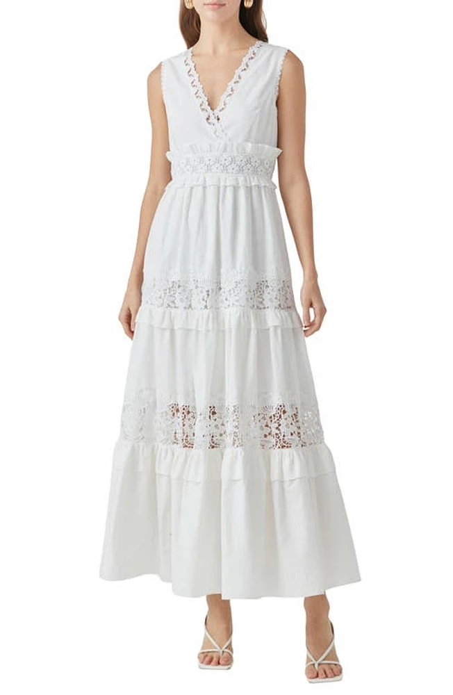 Endless Rose Lace Inset Sleeveless Maxi Dress at Nordstrom,