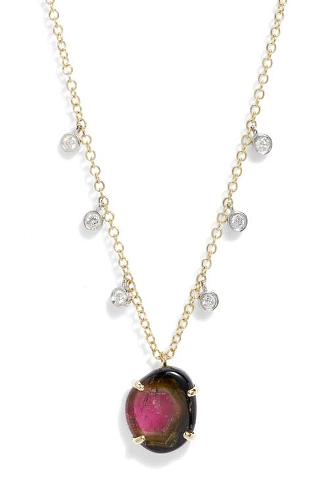 Meira T Tourmaline & Pavé Diamond Necklace in Pink at Nordstrom, Size 18