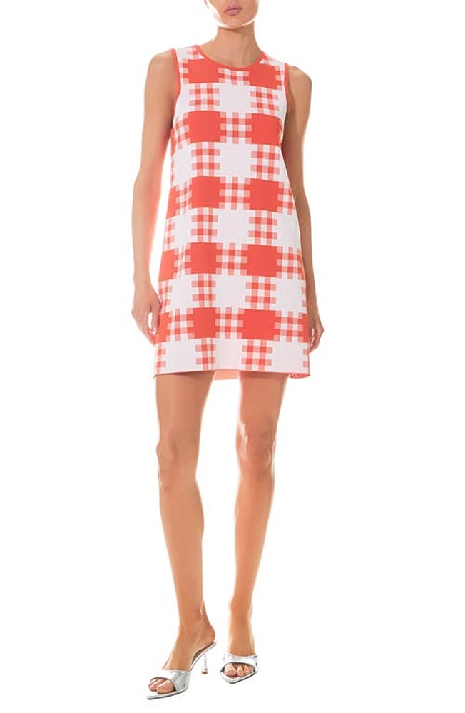 Grey Lab Gingham Check Mini Sweater Dress Orange at Nordstrom,