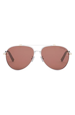 DIOR CD Diamond A1U 59mm Pilot Sunglasses in Shiny Palladium /Bordeaux at Nordstrom