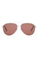 DIOR CD Diamond A1U 59mm Pilot Sunglasses in Shiny Palladium /Bordeaux at Nordstrom