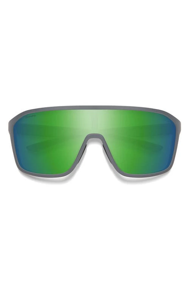 Smith Boomtown 135mm ChromaPop Polarized Shield Sunglasses in Matte Cement /Green Mirror at Nordstrom