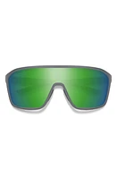 Smith Boomtown 135mm ChromaPop Polarized Shield Sunglasses in Matte Cement /Green Mirror at Nordstrom