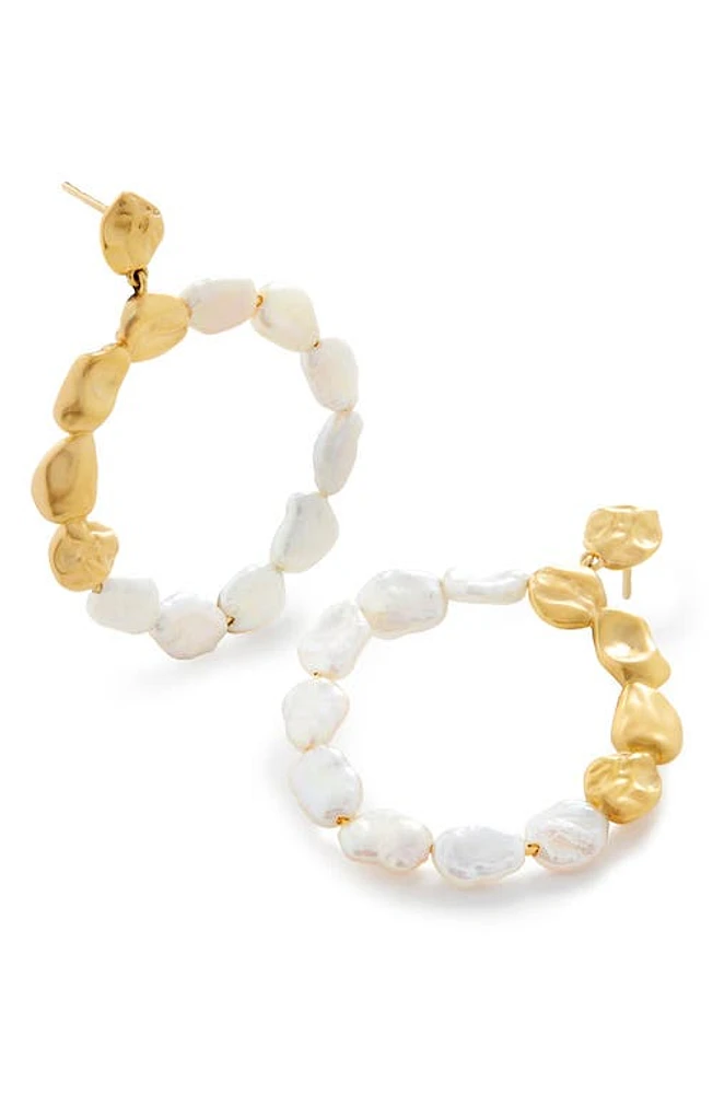 Monica Vinader Nugget & Keshi Pearl Frontal Hoop Earrings in 18Ct Gold Vermeil On Sterling at Nordstrom