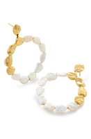 Monica Vinader Nugget & Keshi Pearl Frontal Hoop Earrings in 18Ct Gold Vermeil On Sterling at Nordstrom