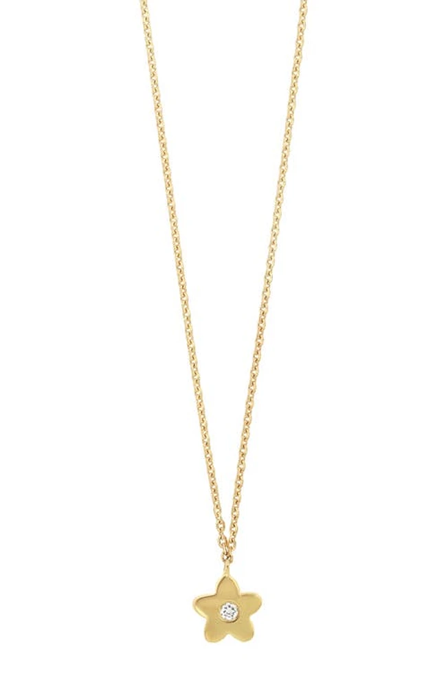 Bony Levy Kids' 14K Gold & Diamond Flower Pendant Necklace in 18K Yellow Gold at Nordstrom, Size 15