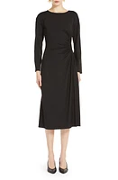 Weekend Max Mara Romania Ruched Long Sleeve Jersey Midi Dress in Black at Nordstrom, Size X-Large