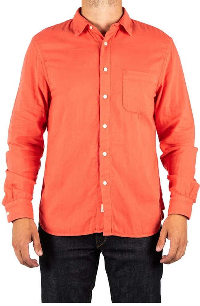 HIROSHI KATO The Ripper Gauze Button-Up Shirt Coral at Nordstrom,